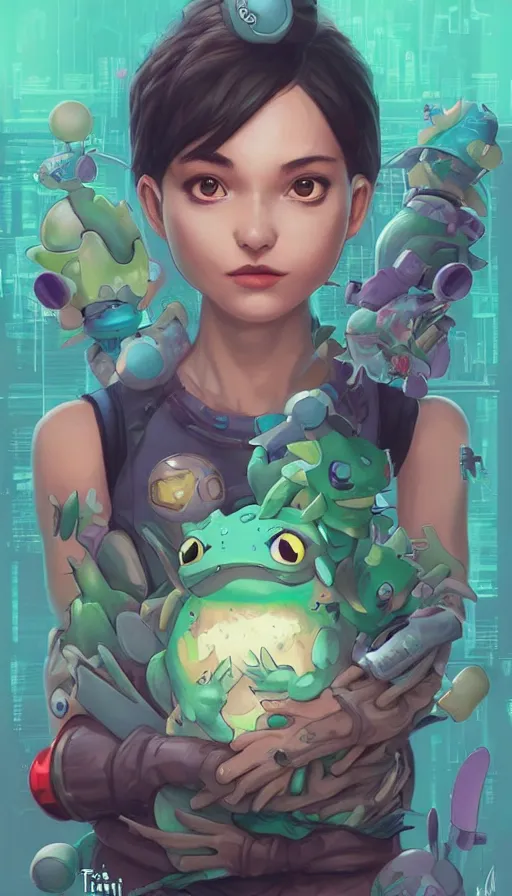 Prompt: lofi BioPunk Pokemon Bulbasaur portrait Pixar style by Tristan Eaton_Stanley Artgerm and Tom Bagshaw,