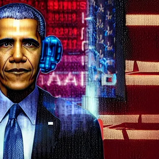 Image similar to cyberpunk Obama