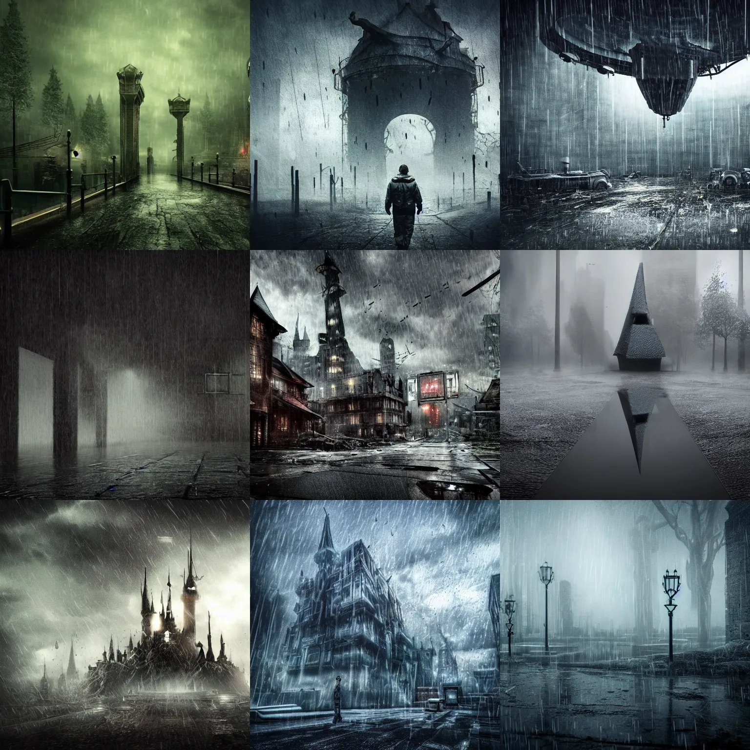 Prompt: dystopian wonderland, cinematic style, ultra realistic, dark, rain, HDR