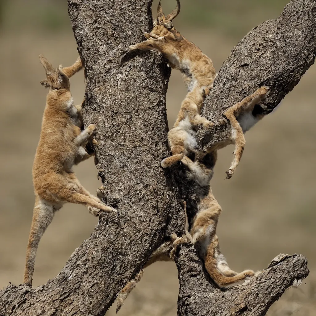 Prompt: sandy landing climb a tree