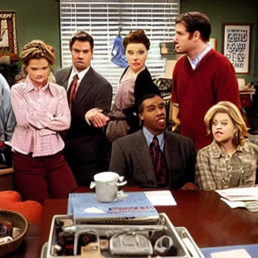 Image similar to the office cast on roseanne tv show, movie still