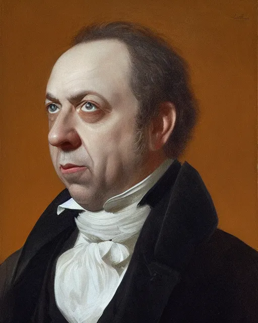 Prompt: upper body portrait of paul giamatti! as united states president james monroe, 1 8 2 0, paul giamatti, official portrait, oil on canvas by anton otto fischer, trending on artstation