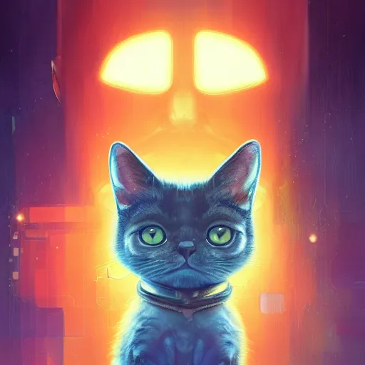 Image similar to A space realistic cat with big and cute eyes, fine-face, realistic shaded perfect face, fine details. realistic shaded lighting poster by Ilya Kuvshinov katsuhiro otomo ghost-in-the-shell, magali villeneuve, artgerm, Jeremy Lipkin and Michael Garmash, Rob Rey and Kentarõ Miura style, trending on art station