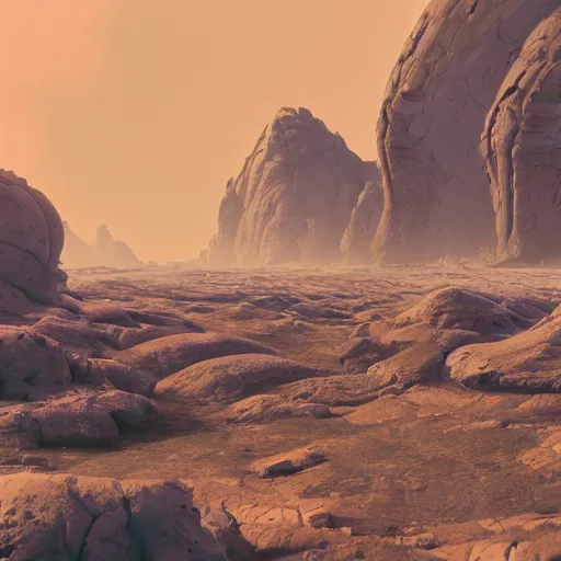 Image similar to cinematic shot of a cracked alien planet in the style of pascal blanche and sparth juan raphael lacoste paul pepera pablo roldan, 4 k hd