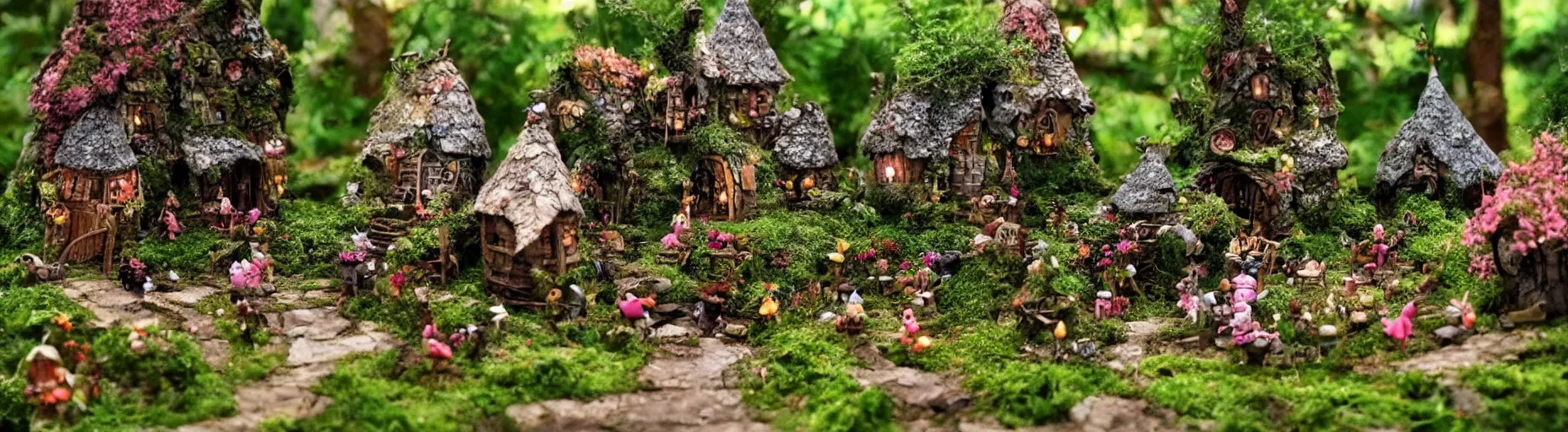 Image similar to small fairy village in the woods