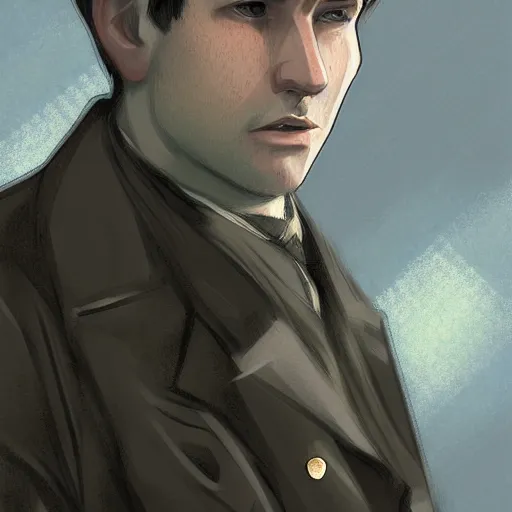 Prompt: portrait of irish rebel michael collins, highly detailed, digital painting, concept art, sharp focus, by makoto shinkai