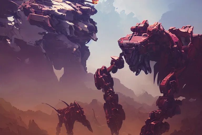 Image similar to rockbreaker machine mecha animal beast robot of horizon forbidden west horizon zero dawn bioluminiscence, behance hd by jesper ejsing, by rhads, makoto shinkai and lois van baarle, ilya kuvshinov, rossdraws global illumination