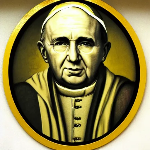Prompt: Face of pope john paul the second in yellow shades