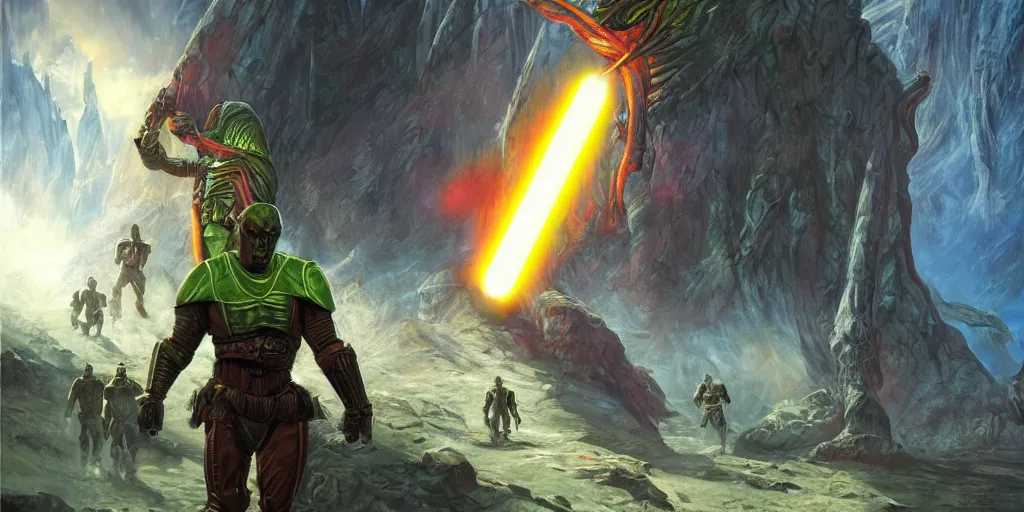 Image similar to bright, colorful, realistic, detailed from Elder Scrolls: shivering isles concept art starwars alien backlighting, kodachrome, high contrast, highly detailed, sharp focus, digital painting, concept art, illustration, trending on artstation, comic book by Alex Ross and Adam Adamowicz cover art