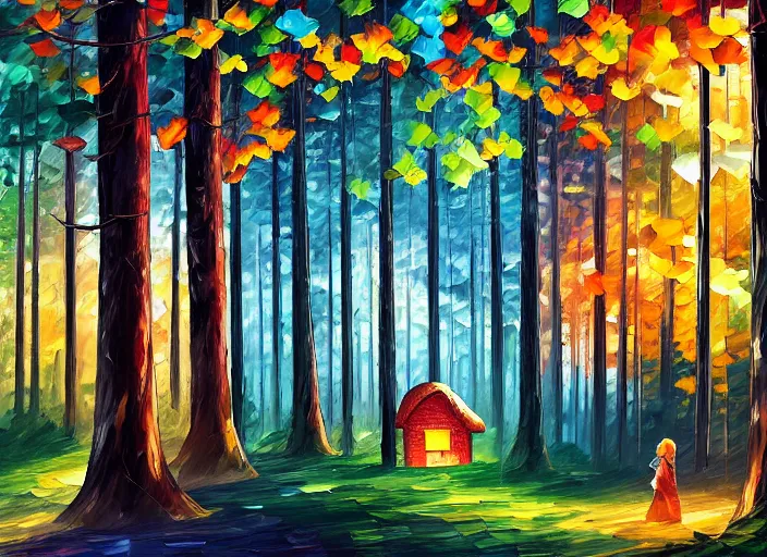 Prompt: Kanye West standing behind the window of his little mushroom house, magical forest, Alena Aenami, Leonid Afremov