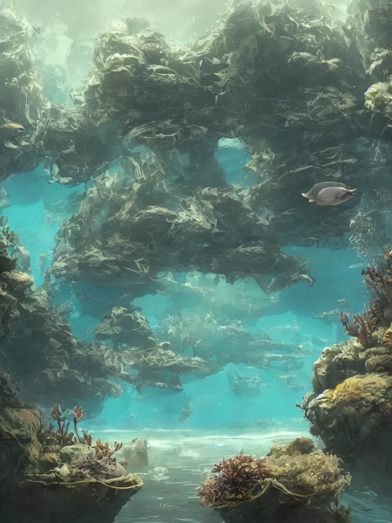 Image similar to underwater by Disney Concept Artists, blunt borders, rule of thirds