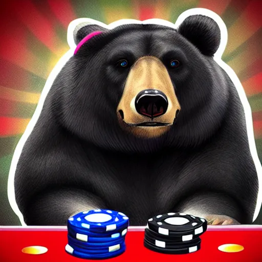 Prompt: profile picture, gambling bear