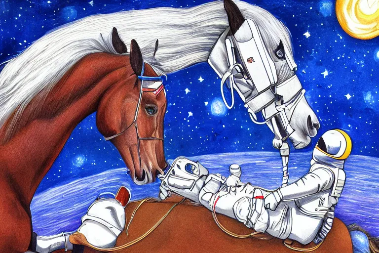 Image similar to horse lying on astronaut, arstation