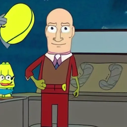 Image similar to patrick stewart in spongebob cartoon