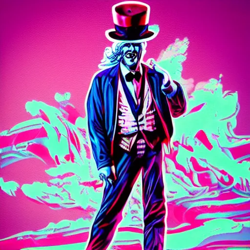 Image similar to uncle sam, dreamy, vapor wave, kavinsky,