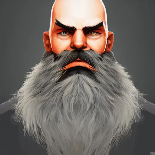 Image similar to portrait of a bald man with a big orange beard, video game concept, character, digital art, artstation cgsociety masterpiece