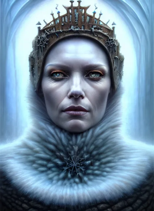 Prompt: kodak portra 4 0 0 closeup portrait shot of a dystopian queen of ice in a scenic dystopian environment, intricate, elegant, highly detailed, digital art, artstation, concept art, smooth, sharp focus, tomasz alen kopera, peter mohrbacher, donato giancola, tonal colors