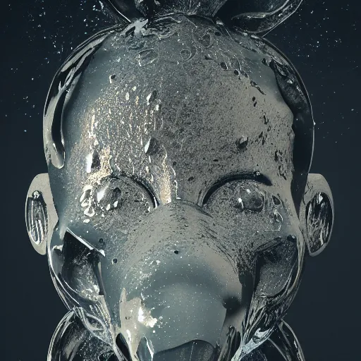 Image similar to counterfeit mickey mouse head, fractal, broken, LSD, wet, melting, fractured, mycelium, radiant alien, rococo, baroque, automotive, bio-mechanical, porcelain, iridescent, sub surface scattering, octane render