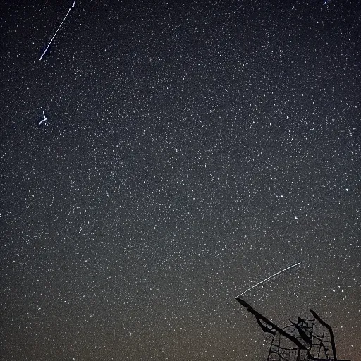 Prompt: night sky photograph of a constellation in the shape of a shovel