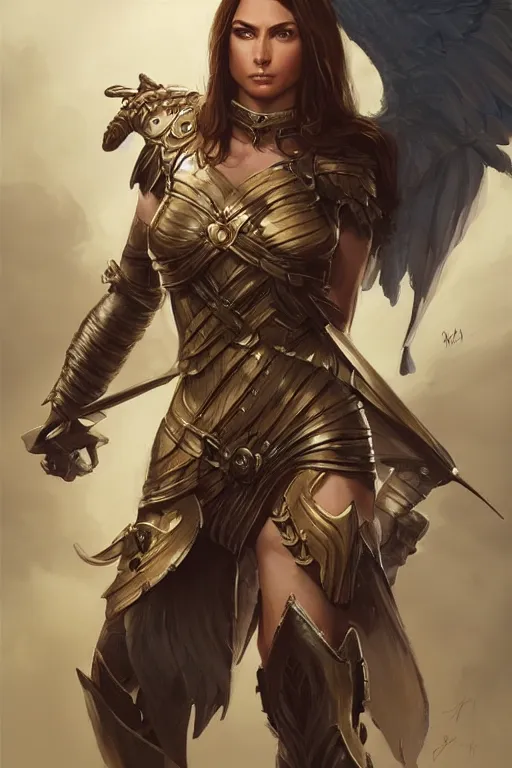 Image similar to amazon valkyrie athena, d & d, fantasy, portrait, highly detailed, headshot, digital painting, trending on artstation, concept art, sharp focus, illustration, art by artgerm and greg rutkowski and magali villeneuve