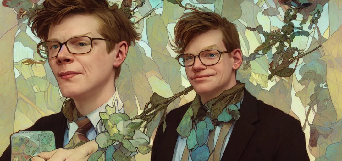 Image similar to hank green by Stanley Artgerm Lau, greg rutkowski, thomas kindkade, alphonse mucha, loish, norman Rockwel