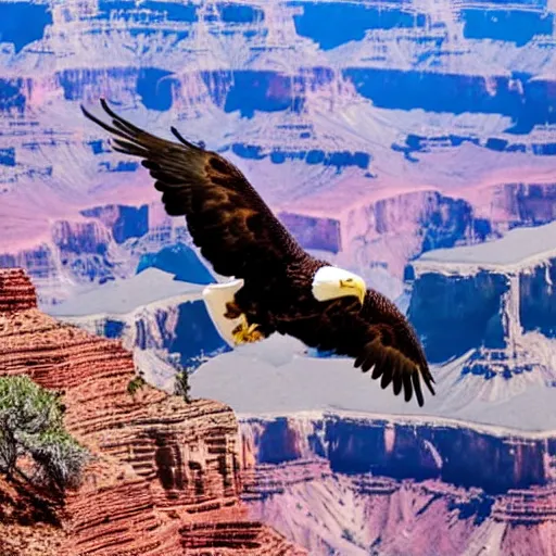 Prompt: eagle flying above the grand canyon