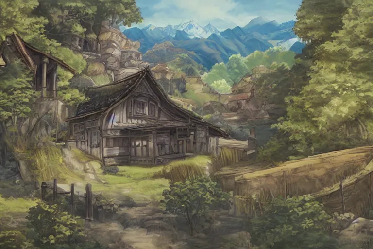 Image similar to mushoku tensei landscape art