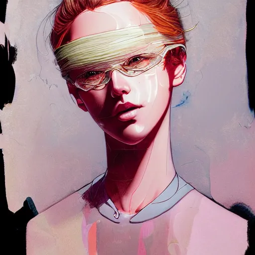 Image similar to prompt : fashion tv character portrait soft light painted by james jean and katsuhiro otomo and erik jones, inspired by akira anime, smooth face feature, intricate oil painting, high detail illustration, sharp high detail, manga and anime 1 9 9 9