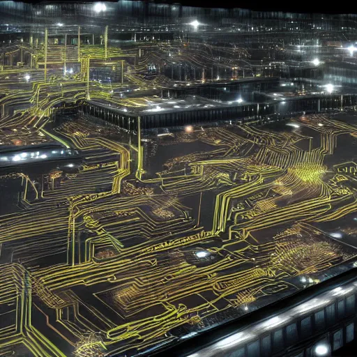 Image similar to the ethereal queen of technology bestows the gift of circuits to humanity. matte painting. fantastic.