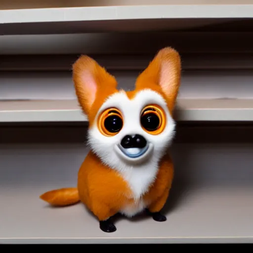 Prompt: corgi furby toy on a store shelf, cute, hyperrealistic, award - winning photograph