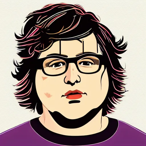 Prompt: andy milonakis & clark duke hybrid, vector, svg sticker art