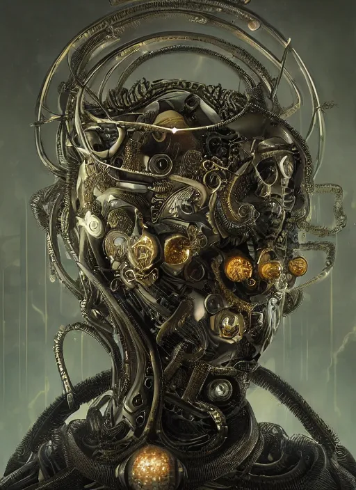 Image similar to portrait of futuristic king arthur knight medusa cyborg, kintsugi, x - ray, steam and cyberpunk, modern fine art, fractal, intricate, elegant, highly detailed, digital photography, subsurface scattering, by jheronimus bosch and frank miller and greg rutkowski,