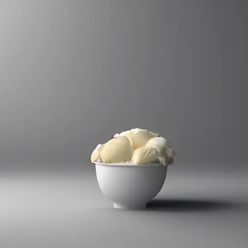 Prompt: A cute farty mozzarella sitting in a bowl, 3D octane render, raytracing