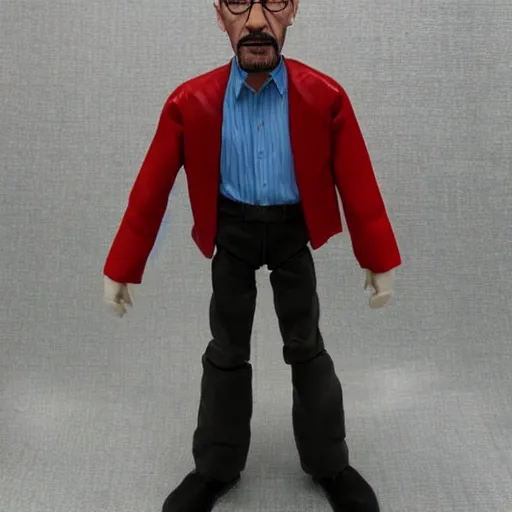 Prompt: a stopmotion puppet of walter white, vinyl action figure, plastic, toy