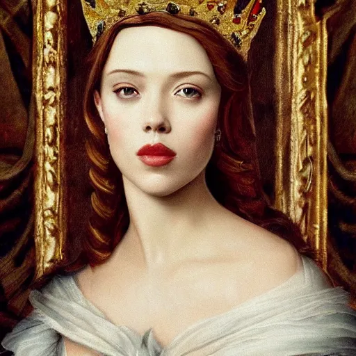 Prompt: renaissance painting scarlett johannson wearing a crown, detailed, artstation, trending, detailed