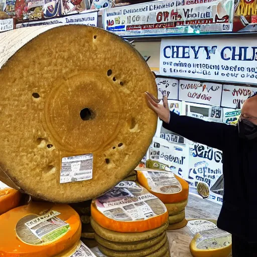 Prompt: Our country is being destroyed by giant cheesewheels