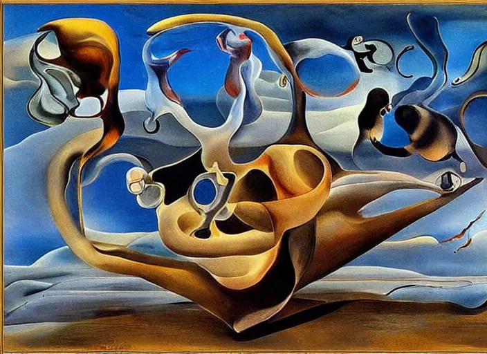 Image similar to the flying creatures from thatgamecompany's journey painted by salvador dali