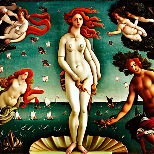 Prompt: a photograph inspired by birth of venus by boticelli