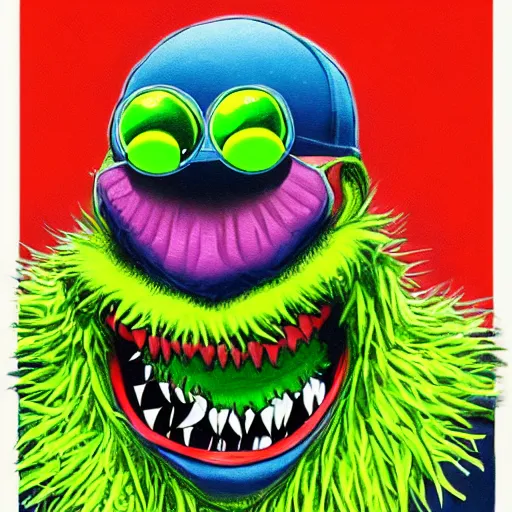 Image similar to a tennis ball monster rapper, hip hop, digital art, fantasy, magic, trending on artstation, ultra detailed, professional illustration by Basil Gogos