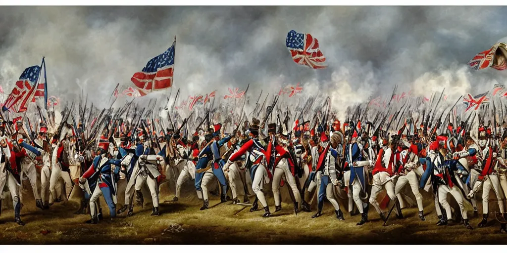 Prompt: Battle of 1812 in the style of a Panorama
