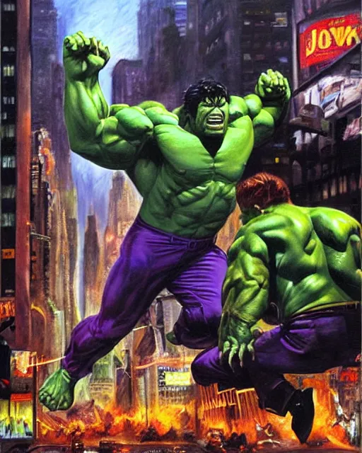 A Moody Oil Painting Of The Incredible Hulk On A Stable Diffusion Openart