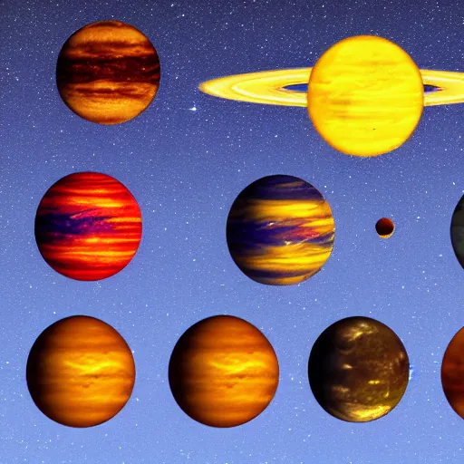 Image similar to parade of planets on the night sky