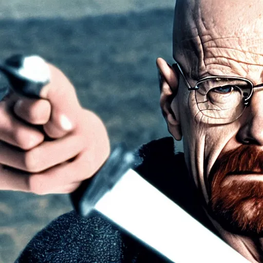 Image similar to walter white holding a sword