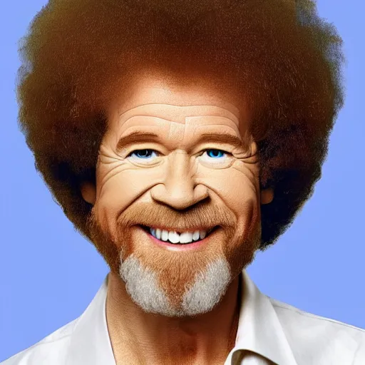 Image similar to bob ross made of happy little accidents