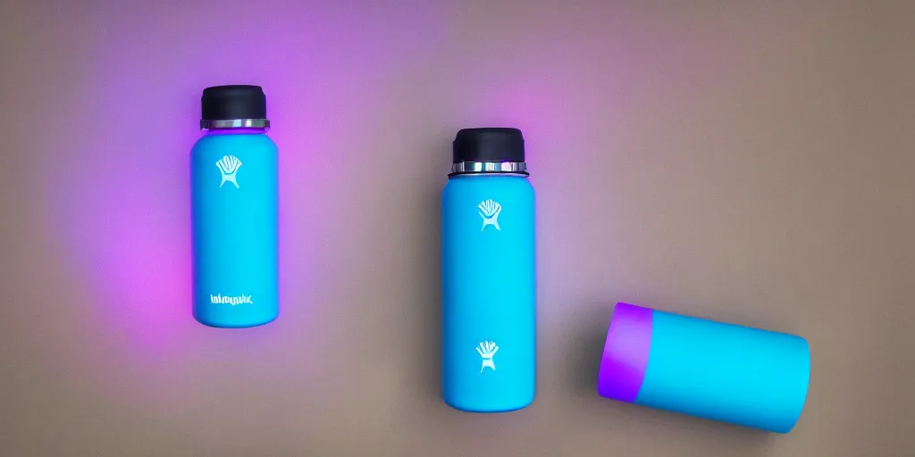 Image similar to hydro Flask, space, galaxy, glow, neon, closeup,