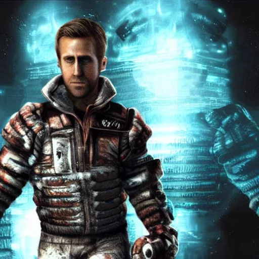 Prompt: ryan gosling in game dead space