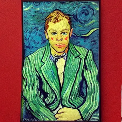 Prompt: a portrait painting of Elton john by van gogh