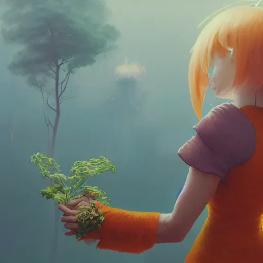 Prompt: anthropomorphic carrot, highly detailed vfx portrait, unreal engine, greg rutkowski, loish, rhads, caspar david friedrich, makoto shinkai and lois van baarle, ilya kuvshinov, rossdraws, elegent, tom bagshaw, alphonse mucha, global illumination, detailed and intricate environment.