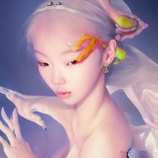 Prompt: a korean frog princess, artstation, painted by artgerm