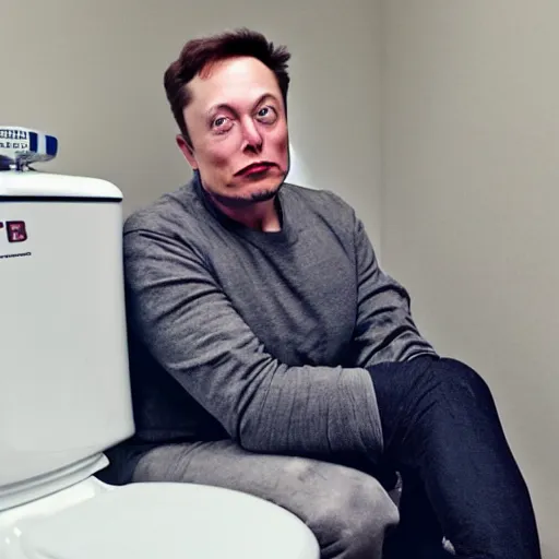 Image similar to elon musk sitting on toilet, but elon musk is yoda